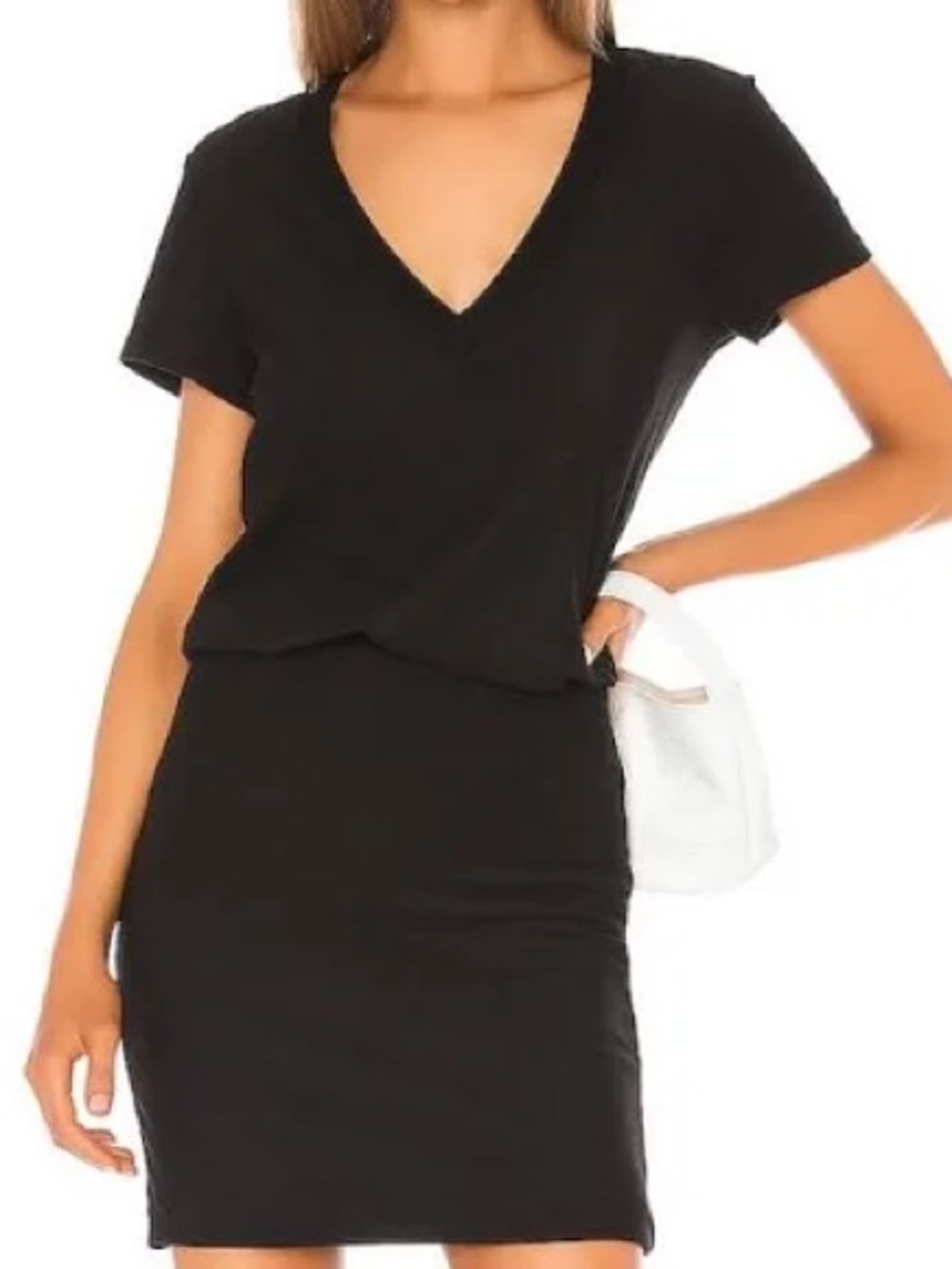 James Perse Short Sleeve V Neck Blouson Dress